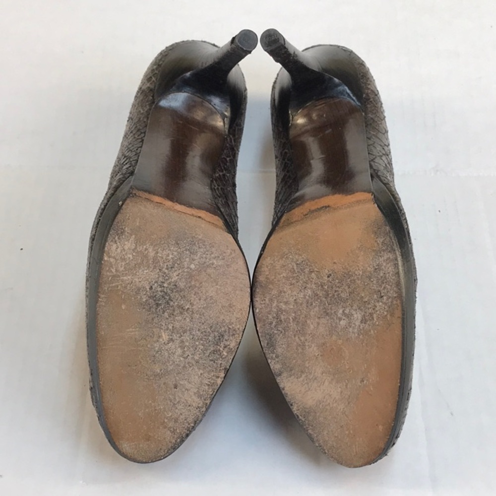 Stuart Weitzman Gray Black Python Embossed Dolly … - image 8